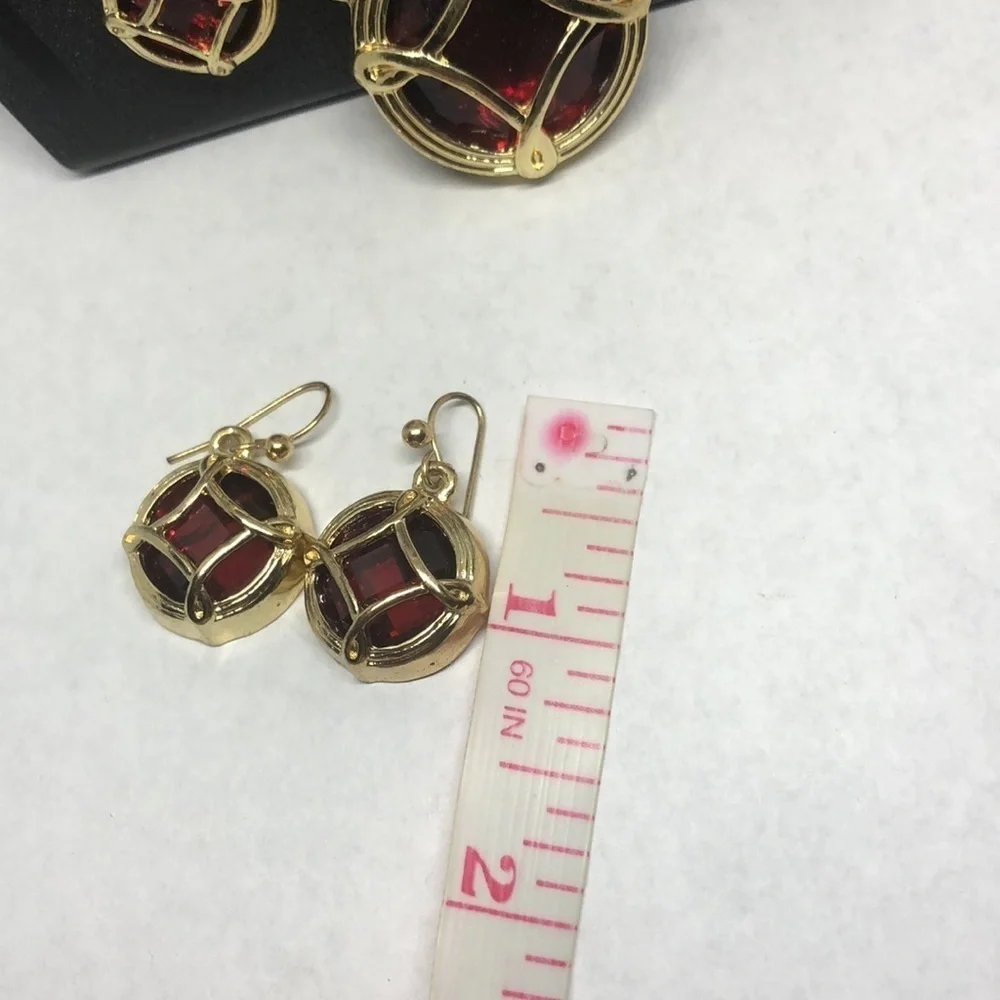 𝅺Gold tone costume statement cocktail evening jewelry set necklace and earrings